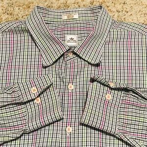 Peter Millar Shirt Men 2XL Woven Cotton Checkers White
